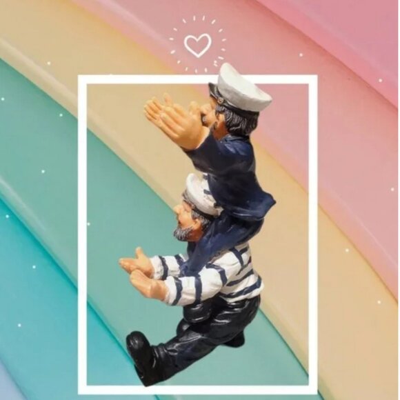 Two men Sea Captain Wine Holder Figurine  Statue - Picture 3 of 5